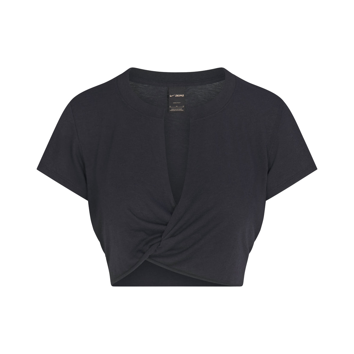 NikeSKIMS PERFORMANCE COTTON BLEND SHORT SLEEVE V-NECK CROP TOP | OBSIDIAN