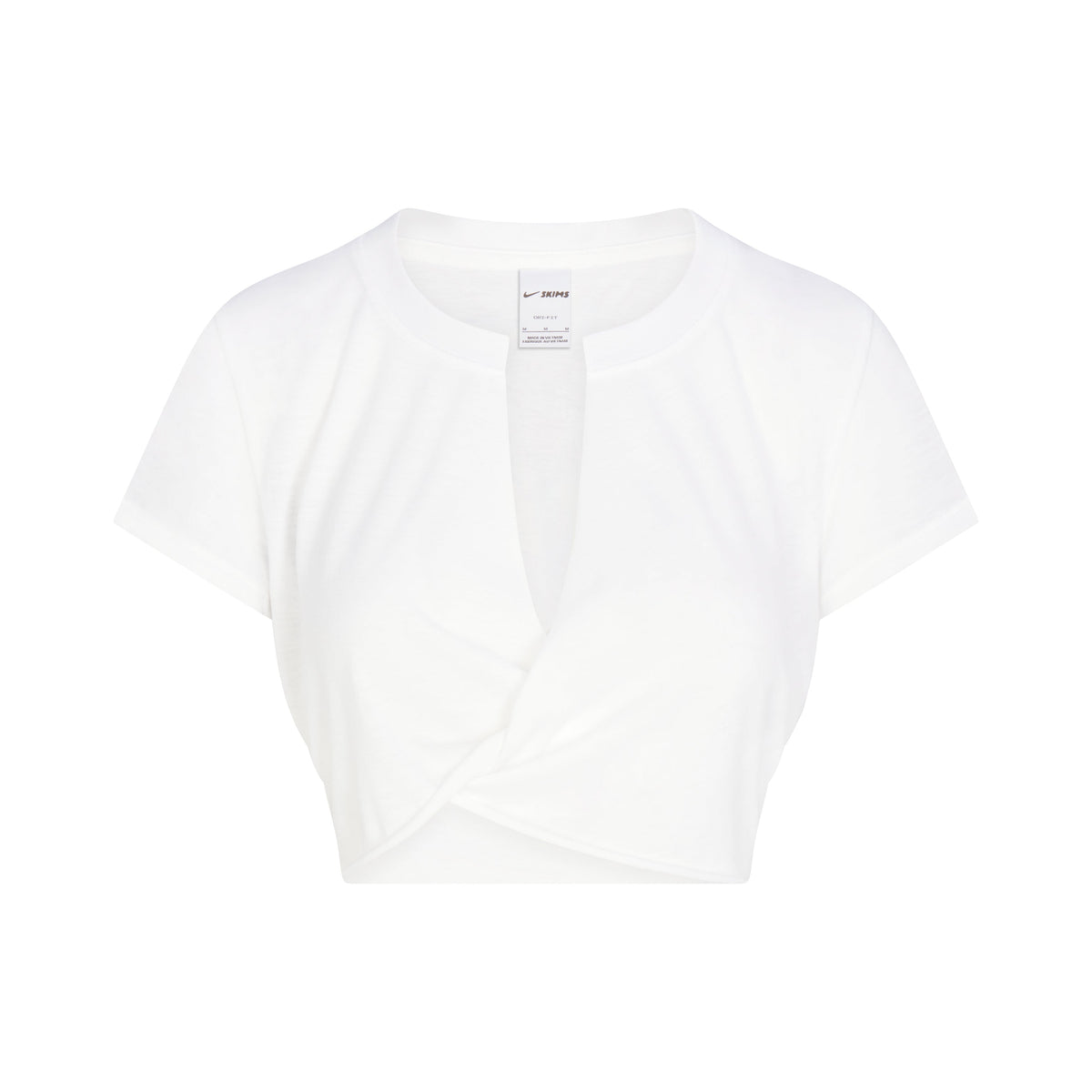 NikeSKIMS PERFORMANCE COTTON BLEND SHORT SLEEVE V-NECK CROP TOP | SNOW