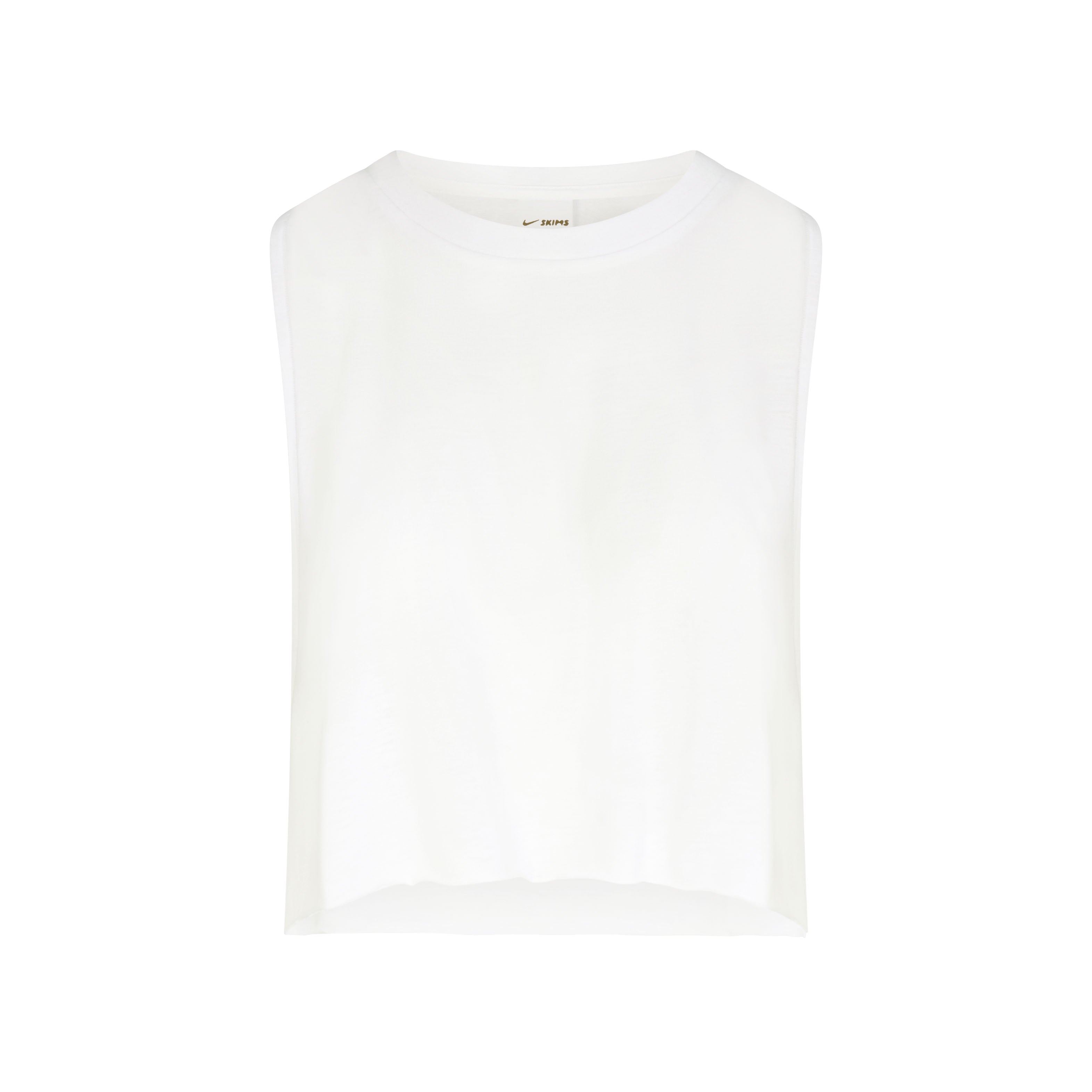 NikeSKIMS PERFORMANCE COTTON BLEND CROP TANK | SNOW & LAYS FLAT ON A WHITE BACKGROUND | FLT