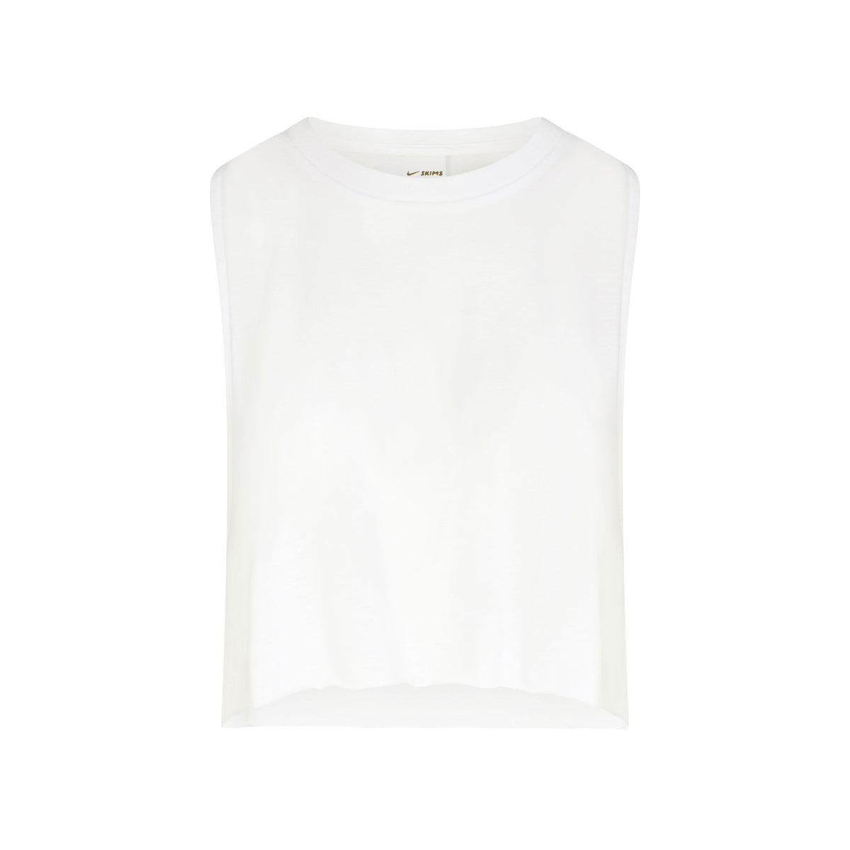 NikeSKIMS PERFORMANCE COTTON BLEND CROP TANK | SNOW & LAYS FLAT ON A WHITE BACKGROUND | FLT