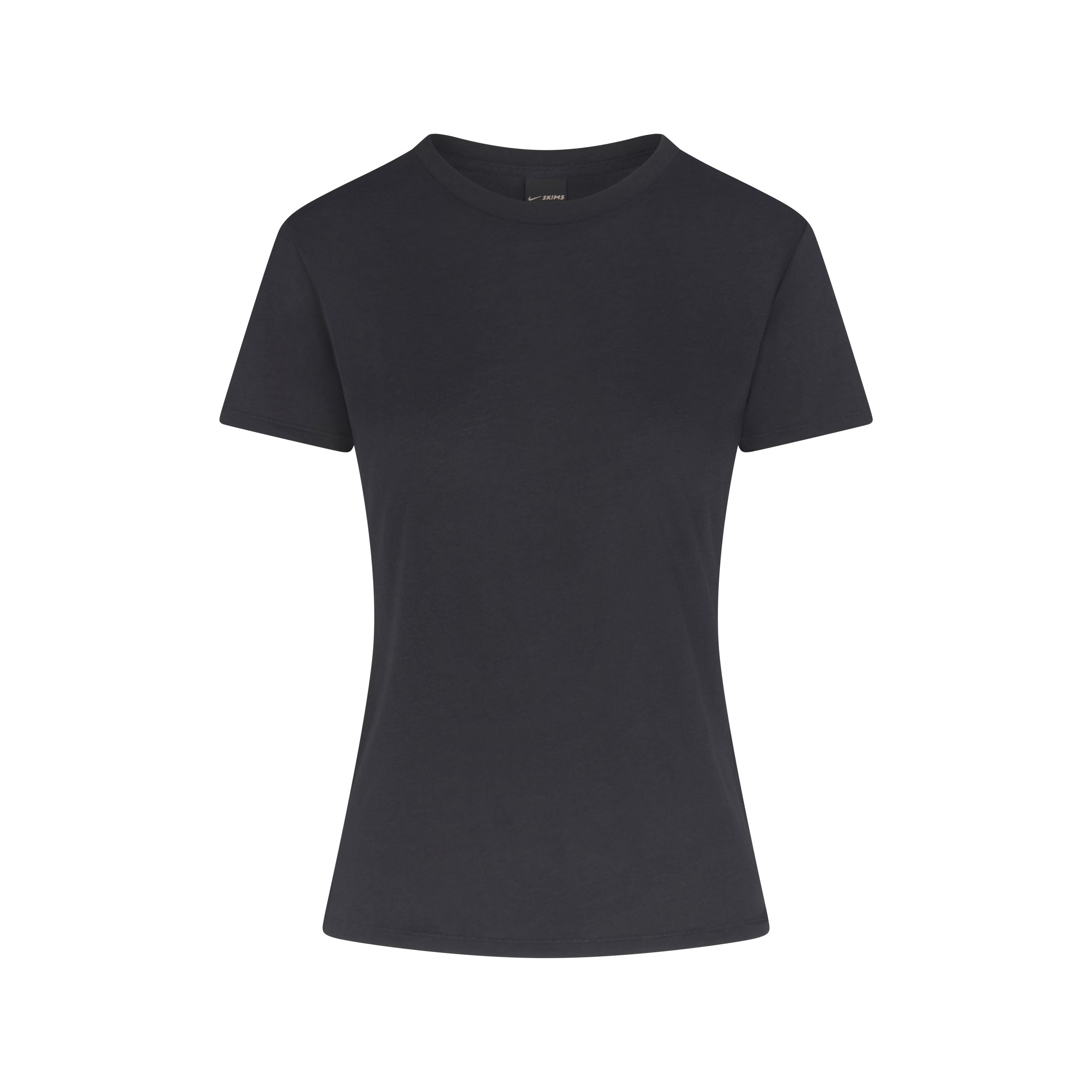 NikeSKIMS PERFORMANCE COTTON BLEND SHORT SLEEVE TOP | OBSIDIAN & LAYS FLAT ON A WHITE BACKGROUND | FLT