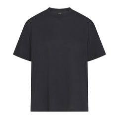 NikeSKIMS PERFORMANCE COTTON BLEND OVERSIZED SHORT SLEEVE TOP | OBSIDIAN & LAYS FLAT ON A WHITE BACKGROUND | FLT