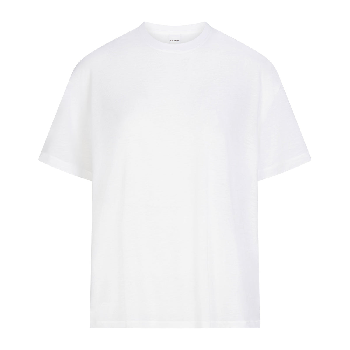 NikeSKIMS PERFORMANCE COTTON BLEND OVERSIZED SHORT SLEEVE TOP | SNOW & LAYS FLAT ON A WHITE BACKGROUND | FLT