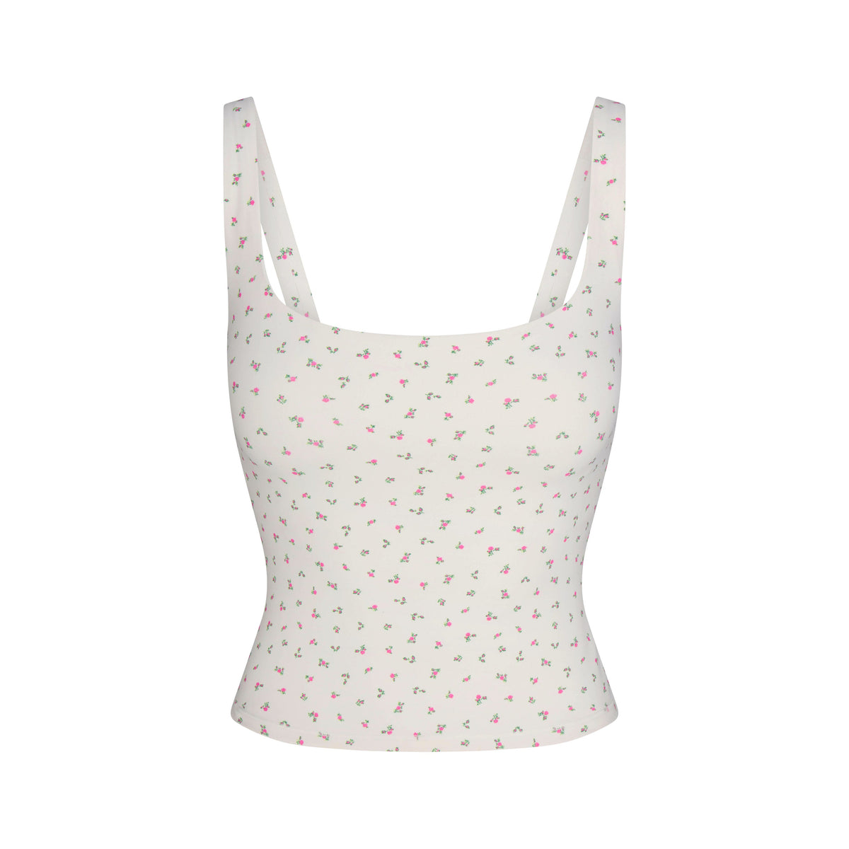NikeSKIMS MATTE SQUARE NECK TANK | DITSY FLORAL PRINT LAYS FLAT ON A WHITE BACKGROUND | FLT