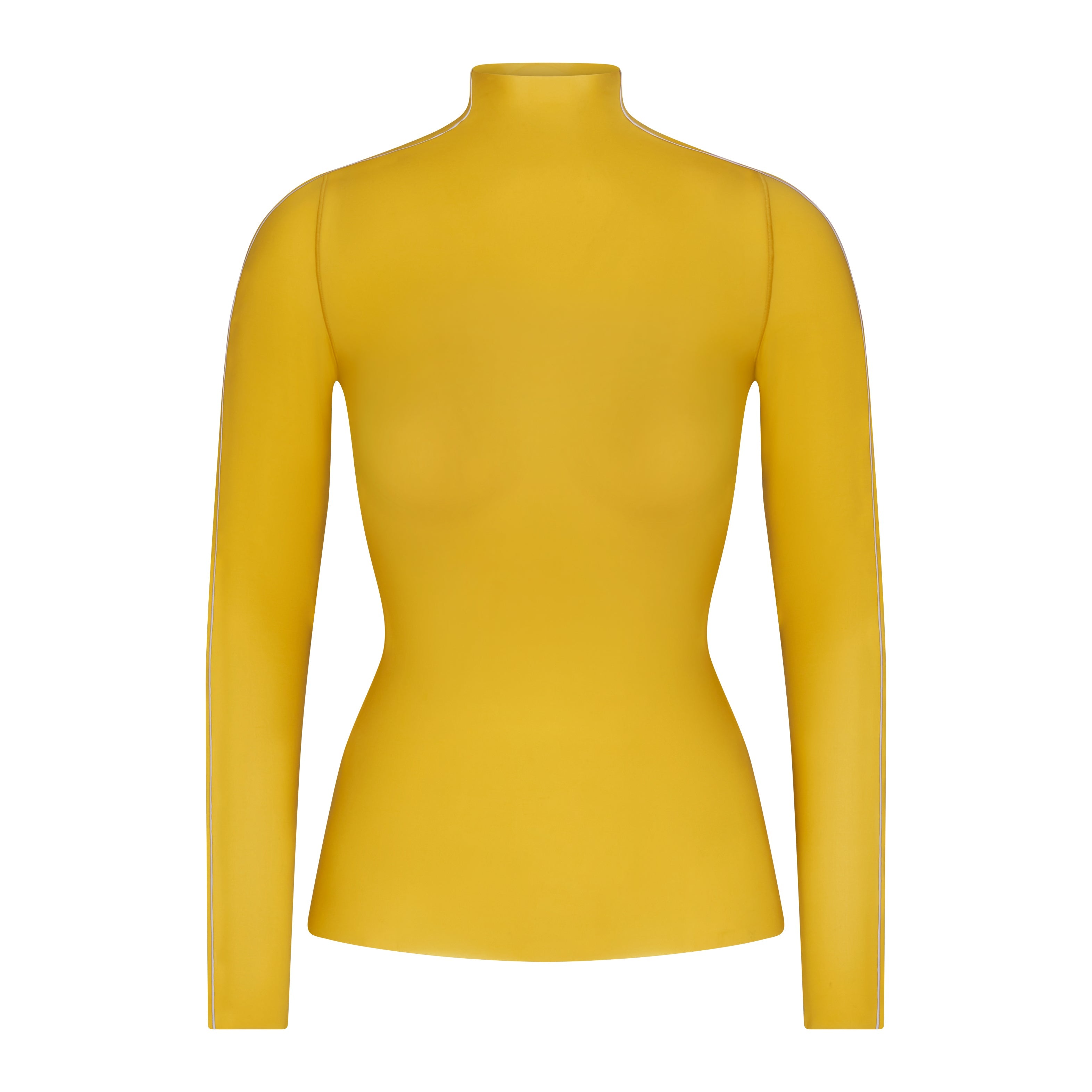 NikeSKIMS WEIGHTLESS LAYERS MOCK NECK LONG SLEEVE TOP | CITRINE & LAYS FLAT ON A WHITE BACKGROUND | FLT