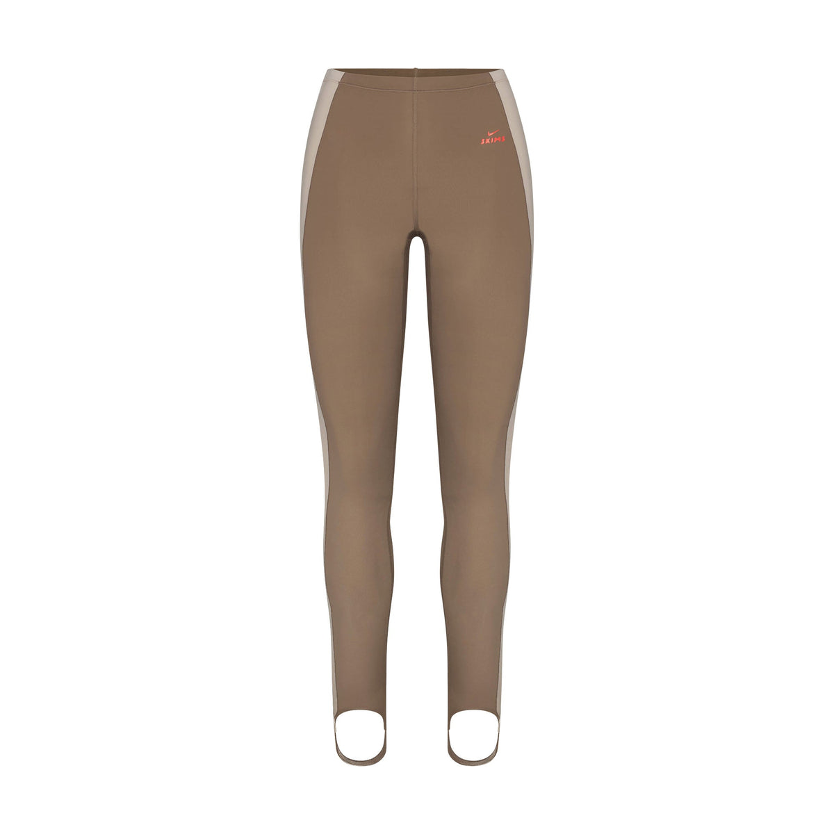NikeSKIMS SHINE DRAWCORD STIRRUP 26" LEGGING | TRUFFLE AND STONE FLAT ON A WHITE BACKGROUND | FLT