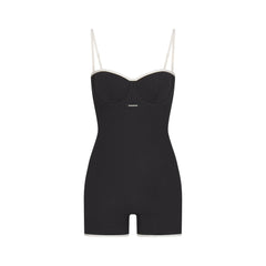 COTTON RIB ONESIE  | SOOT CONTRAST FLAT ON A WHITE BACKGROUND | FLT