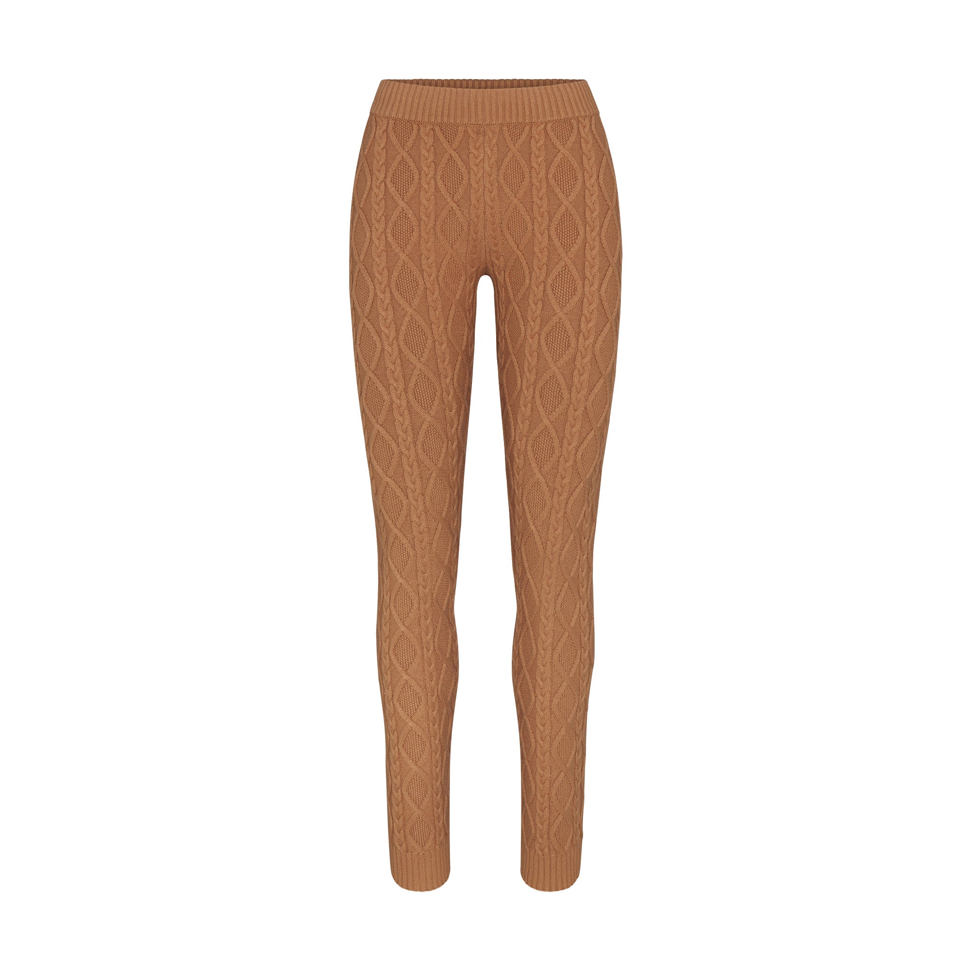 SWEATER KNIT LEGGING | DARK HONEY FLAT ON A WHITE BACKGROUND | FLT