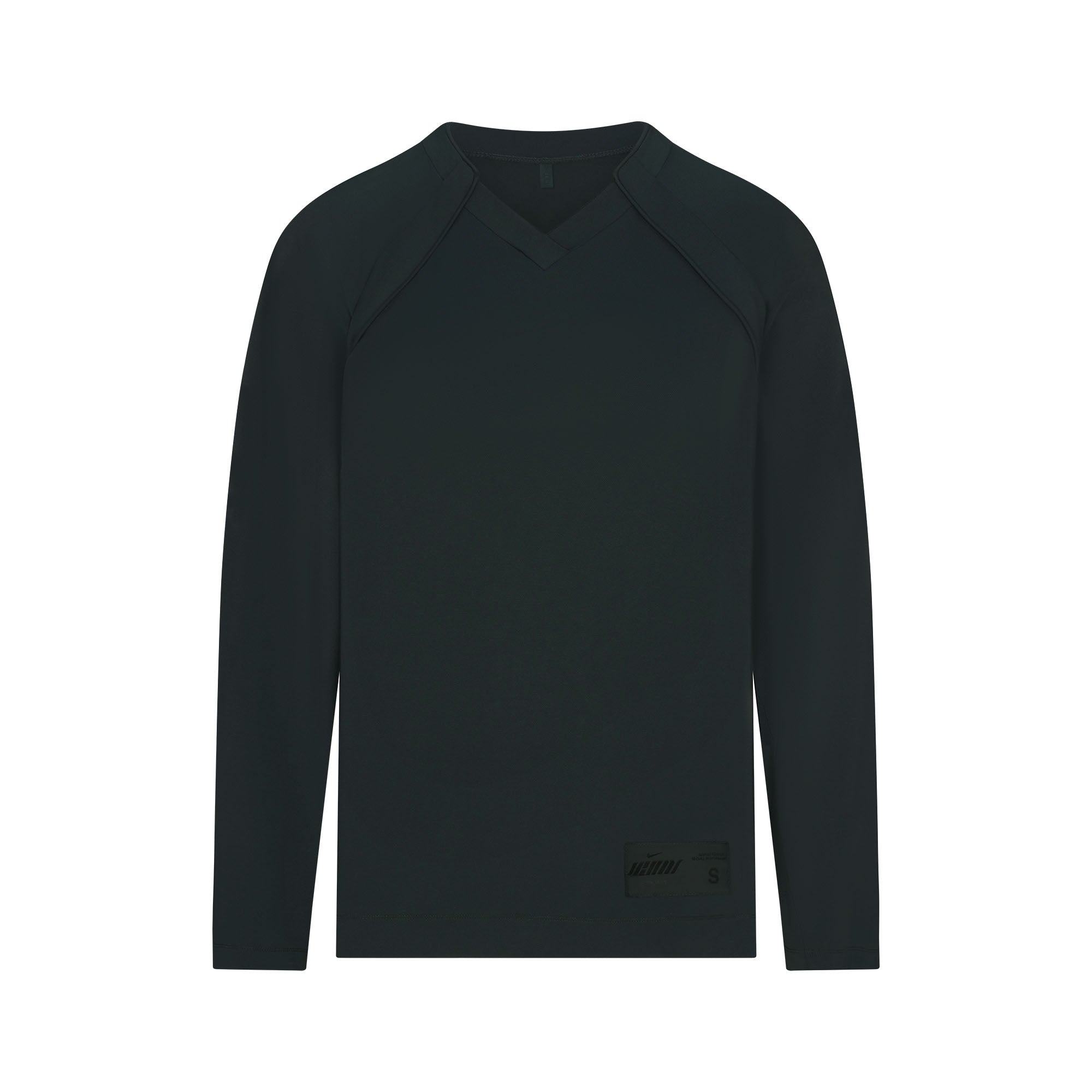 NikeSKIMS AIRY V-NECK OVERSIZED LONG SLEEVE TOP | DARK TEAL FLAT ON A WHITE BACKGROUND | FLT