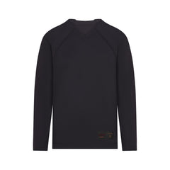 NikeSKIMS AIRY V-NECK OVERSIZED LONG SLEEVE TOP | OBSIDIAN FLAT ON A WHITE BACKGROUND | FLT