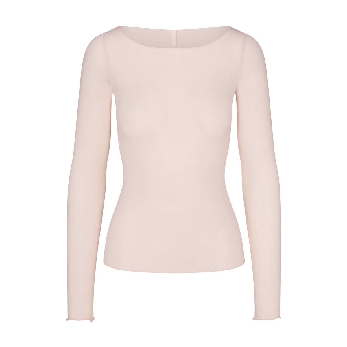 SHEER MODAL LONG SLEEVE BOATNECK TOP | PRIMROSE FLAT ON A WHITE BACKGROUND | FLT
