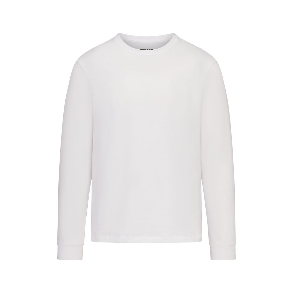 SKIMS COTTON MENS CLASSIC LONG SLEEVE T-SHIRT | CHALK FLAT ON A WHITE BACKGROUND | FLT