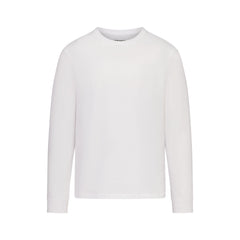 SKIMS COTTON MENS CLASSIC LONG SLEEVE T-SHIRT | CHALK FLAT ON A WHITE BACKGROUND | FLT