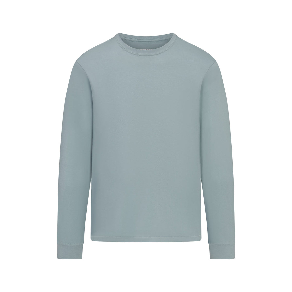 SKIMS COTTON MENS CLASSIC LONG SLEEVE T-SHIRT | SKY FLAT ON A WHITE BACKGROUND | FLT