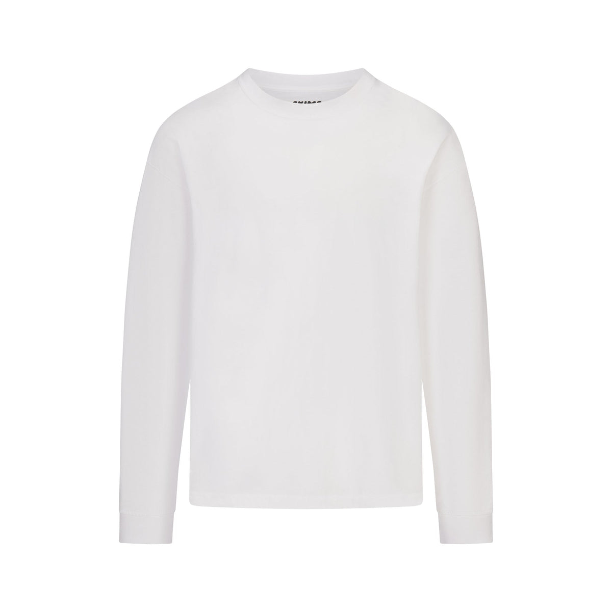 HEAVYWEIGHT COTTON MENS RELAXED LONG SLEEVE T-SHIRT | CHALK FLAT ON A WHITE BACKGROUND | FLT