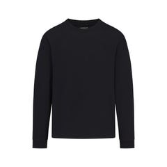 HEAVYWEIGHT COTTON MENS RELAXED LONG SLEEVE T-SHIRT | OBSIDIAN FLAT ON A WHITE BACKGROUND | FLT