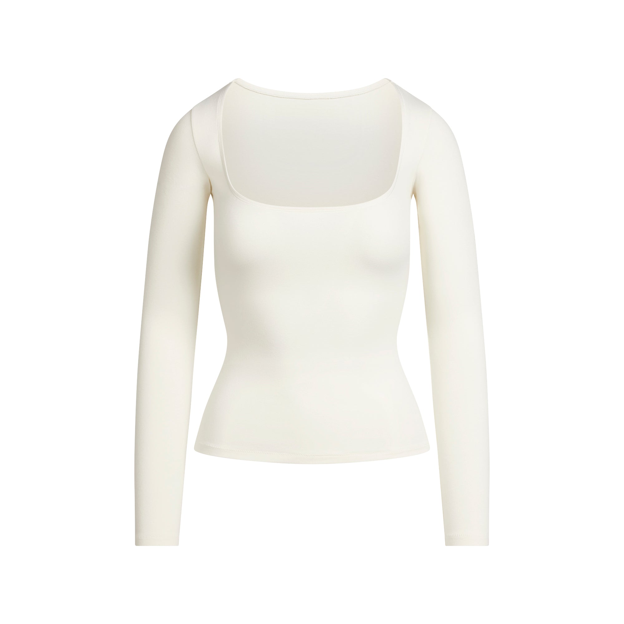 COTTON JERSEY SCOOP NECK LONG SLEEVE TOP | MARBLE FLAT ON A WHITE BACKGROUND | FLT