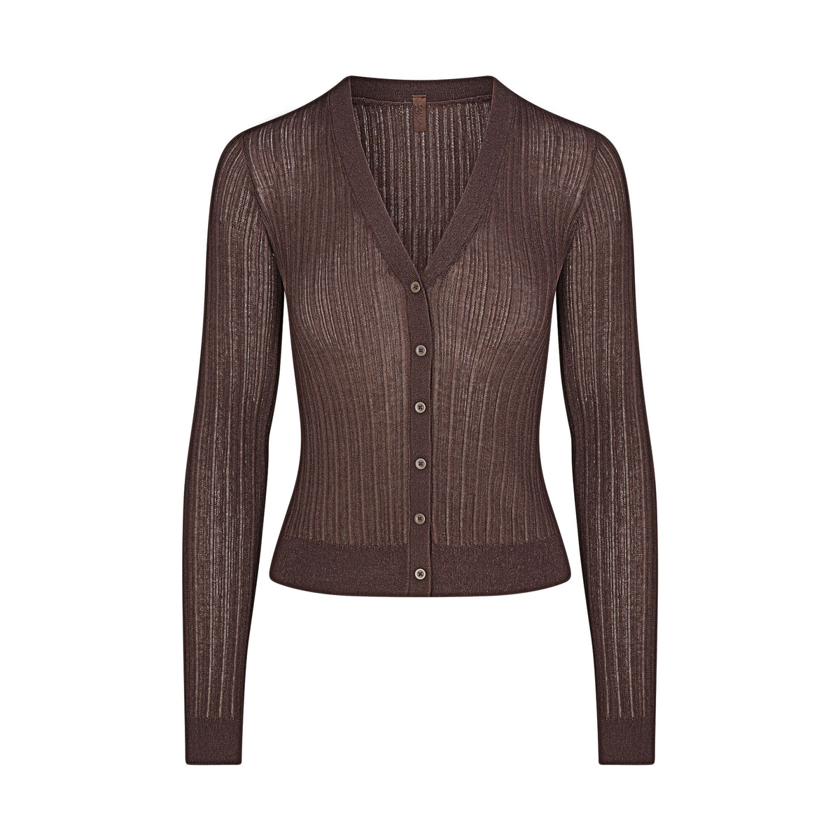 SHEER KNIT CARDIGAN | AMETHYST FLAT ON A WHITE BACKGROUND | FLT