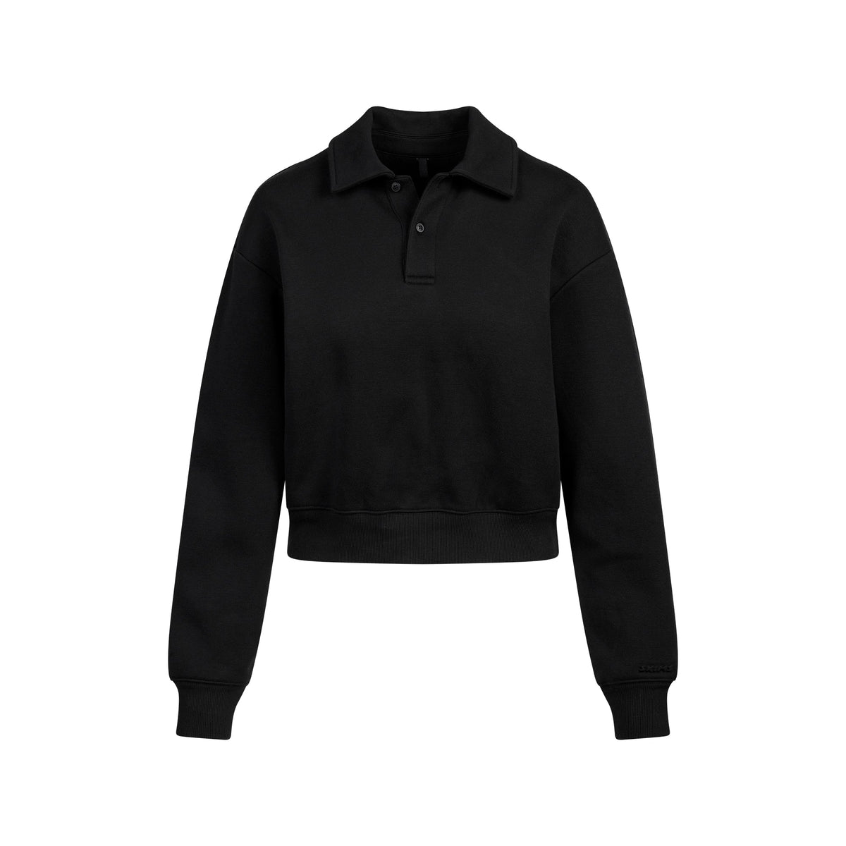 COTTON FLEECE POLO SWEATSHIRT | ONYX FLAT ON A WHITE BACKGROUND | FLT
