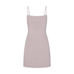 REFINED KNIT MINI DRESS | IRIS MICA FLAT ON A WHITE BACKGROUND | FLT