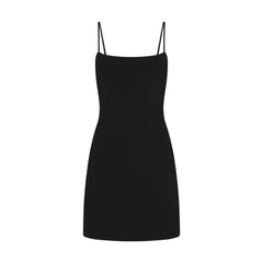 REFINED KNIT MINI DRESS | OBSIDIAN FLAT ON A WHITE BACKGROUND | FLT