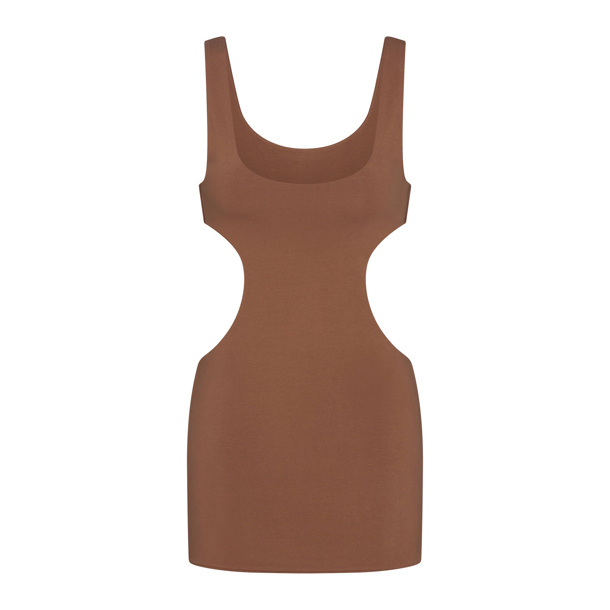 COTTON JERSEY CUT OUT MINI DRESS | JASPER LAYS FLAT ON A WHITE BACKGROUND | FLT