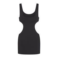 COTTON JERSEY CUT OUT MINI DRESS | SOOT LAYS FLAT ON A WHITE BACKGROUND | FLT
