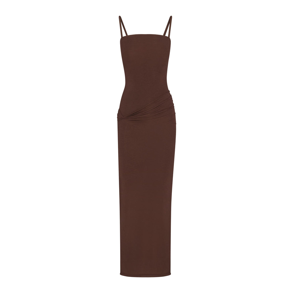 SHEER MODAL LONG DRESS  | COCOA FLAT ON A WHITE BACKGROUND | FLT