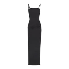 SHEER MODAL LONG DRESS | ONYX FLAT ON A WHITE BACKGROUND | FLT