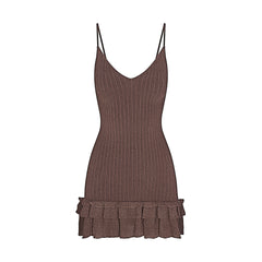 SHEER KNIT RUFFLE DRESS | AMETHYST FLAT ON A WHITE BACKGROUND | FLT