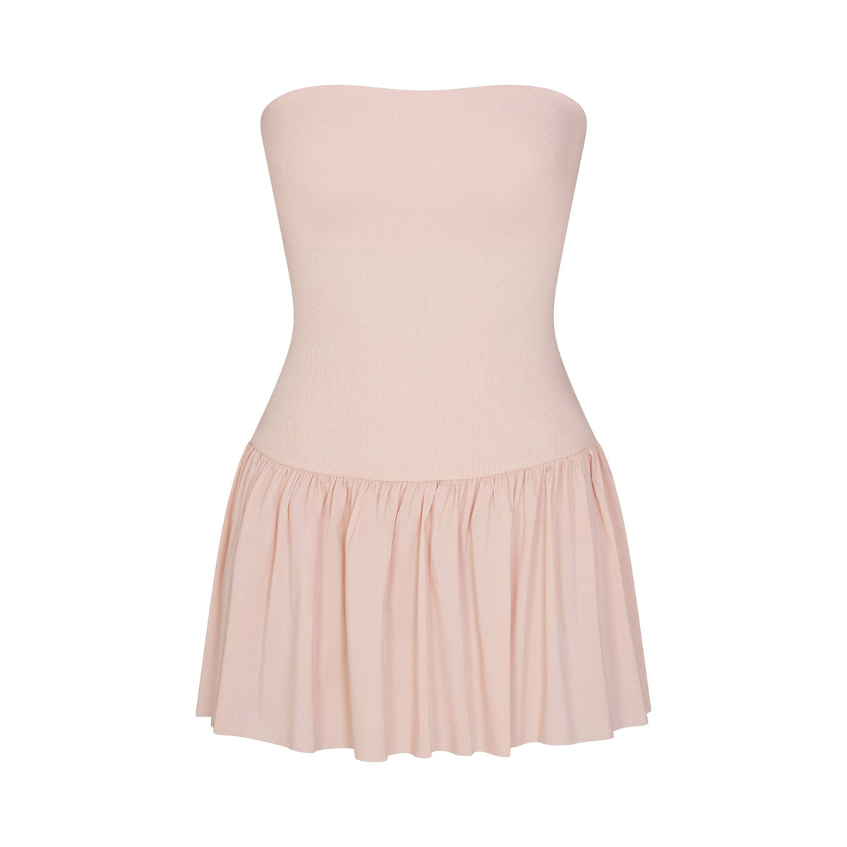 COTTON POPLIN MINI TUBE DRESS | DUSTY PINK FLAT ON A WHITE BACKGROUND | FLT