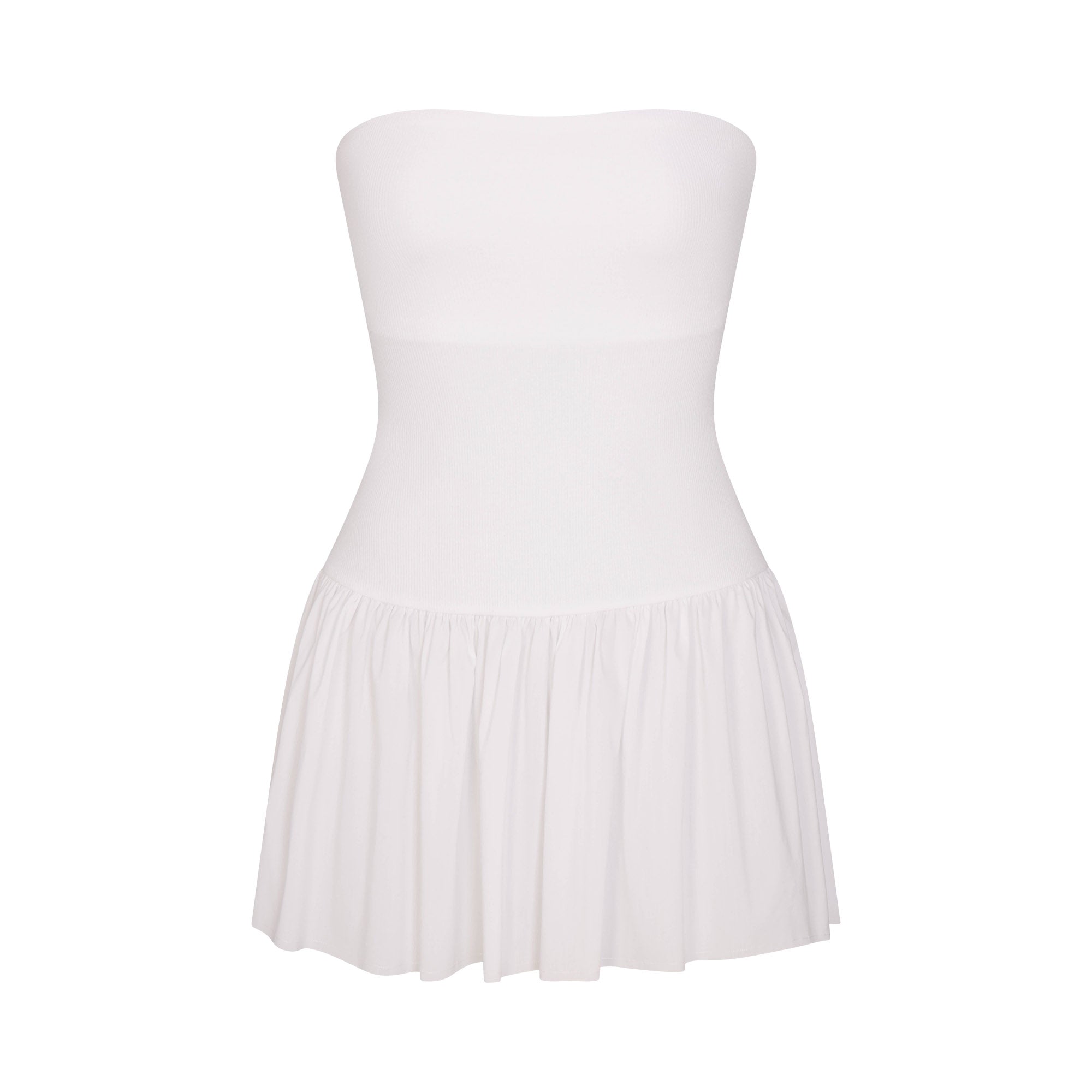 COTTON POPLIN MINI TUBE DRESS | SNOW FLAT ON A WHITE BACKGROUND | FLT