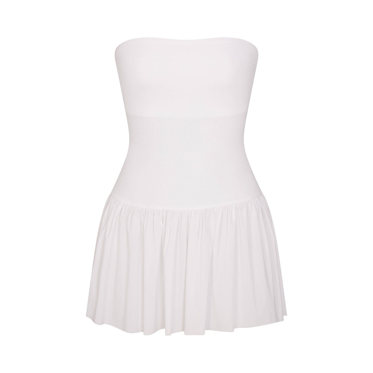COTTON POPLIN MINI TUBE DRESS | SNOW FLAT ON A WHITE BACKGROUND | FLT