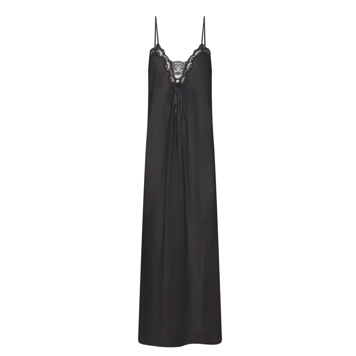 VOILE SLEEP LONG DRESS | ONYX FLAT ON A WHITE BACKGROUND | FLT