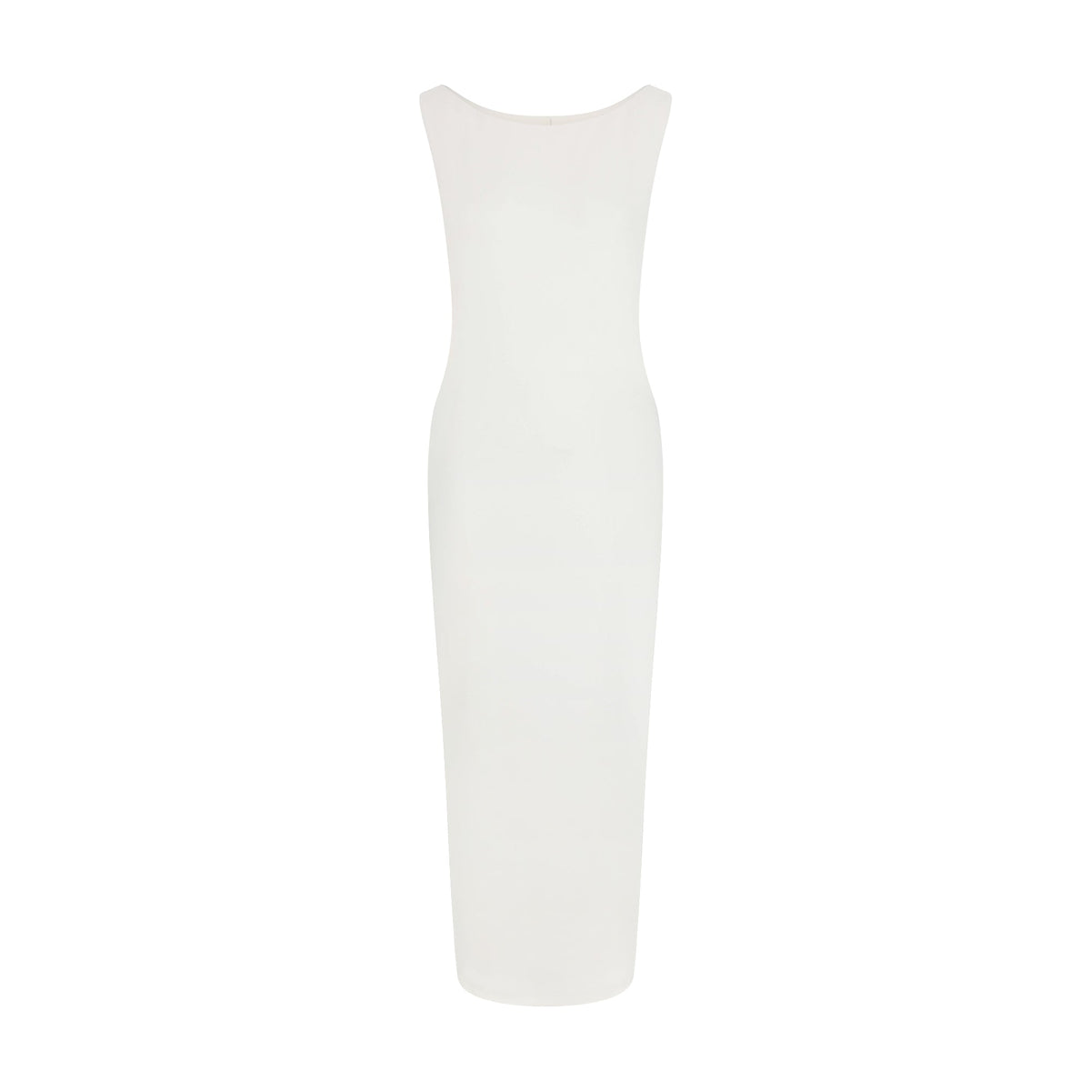 SMOOTH LAYERS CUT OUT LONG DRESS | EGRET LAYS FLAT ON A WHITE BACKGROUND | FLT