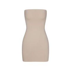 COTTON JERSEY MINI TUBE DRESS | STONE FLAT ON A WHITE BACKGROUND | FLT