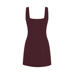 COTTON JERSEY MINI DRESS | CURRANT FLAT ON A WHITE BACKGROUND | FLT