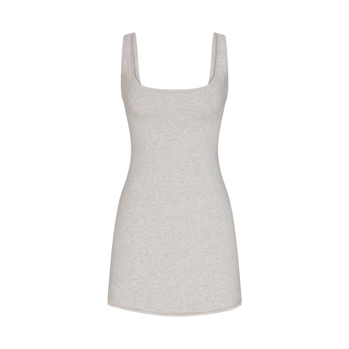 COTTON JERSEY MINI DRESS | LIGHT HEATHER GREY FLAT ON A WHITE BACKGROUND | FLT