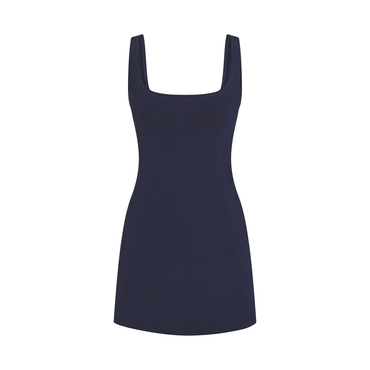 COTTON JERSEY MINI DRESS | NAVY FLAT ON A WHITE BACKGROUND | FLT