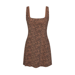 COTTON JERSEY MINI DRESS | SIENNA NATURAL LEOPARD FLAT ON A WHITE BACKGROUND | FLT