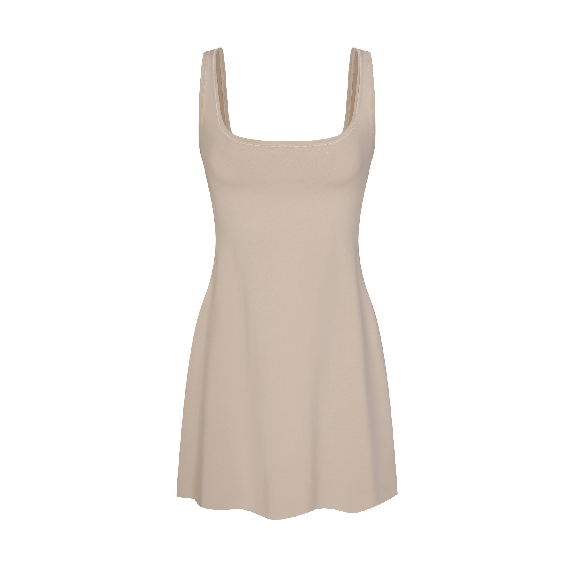 COTTON JERSEY MINI DRESS | STONE FLAT ON A WHITE BACKGROUND | FLT
