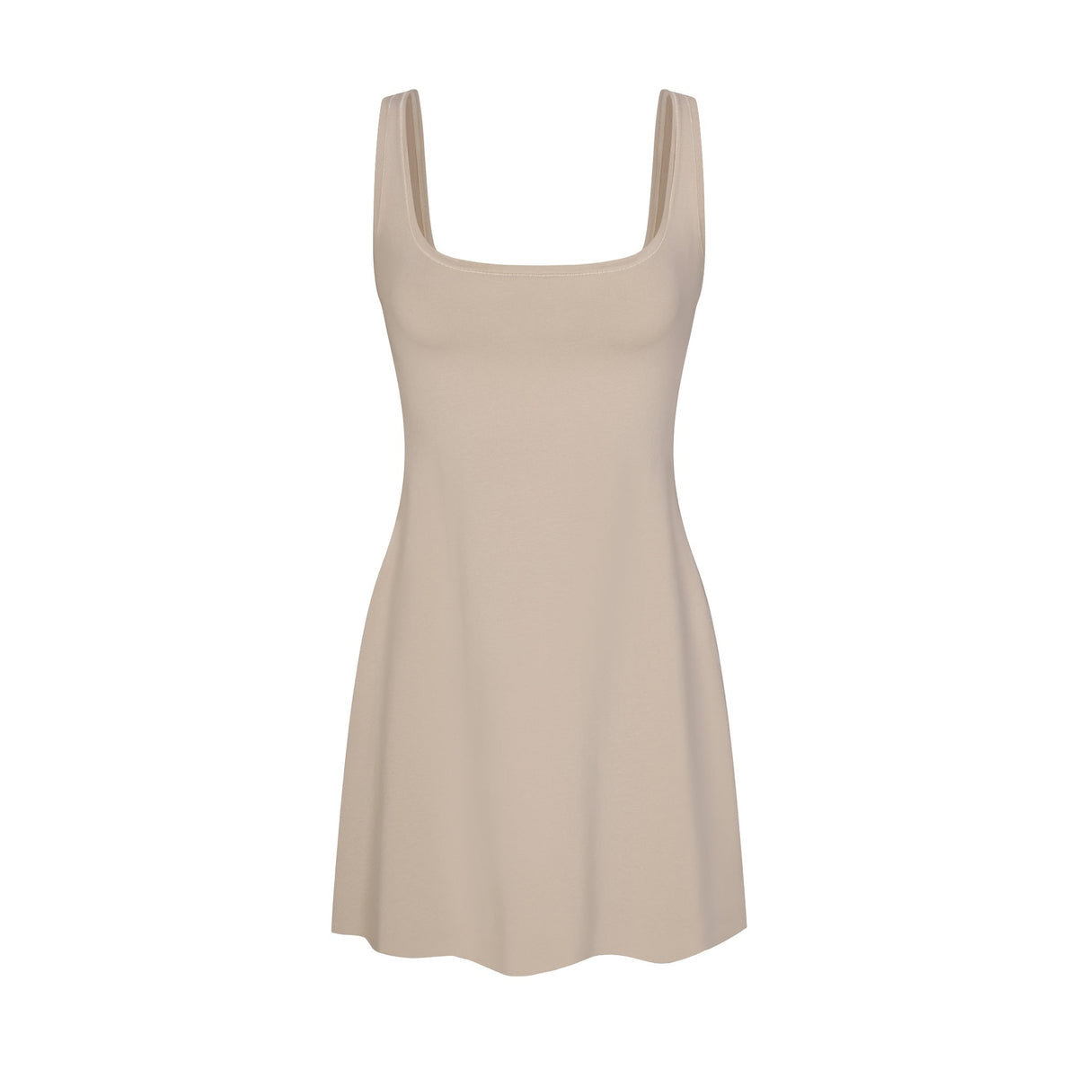 COTTON JERSEY MINI DRESS | STONE FLAT ON A WHITE BACKGROUND | FLT