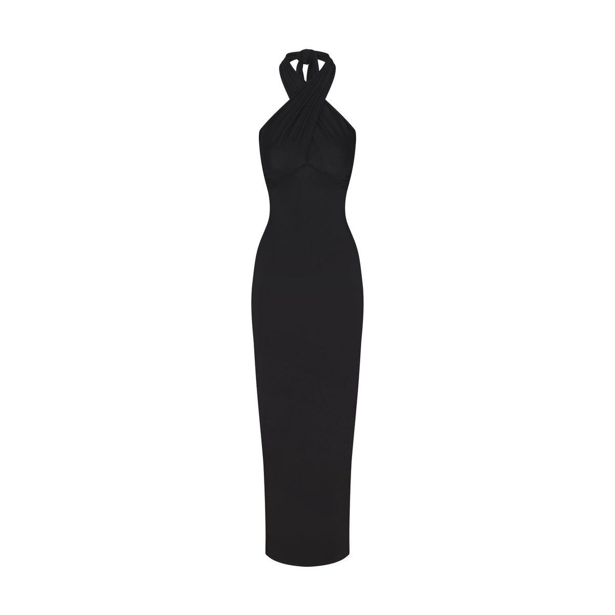 SMOOTH LAYERS CONVERTIBLE LONG DRESS | OBSIDIAN FLAT ON A WHITE BACKGROUND | FLT