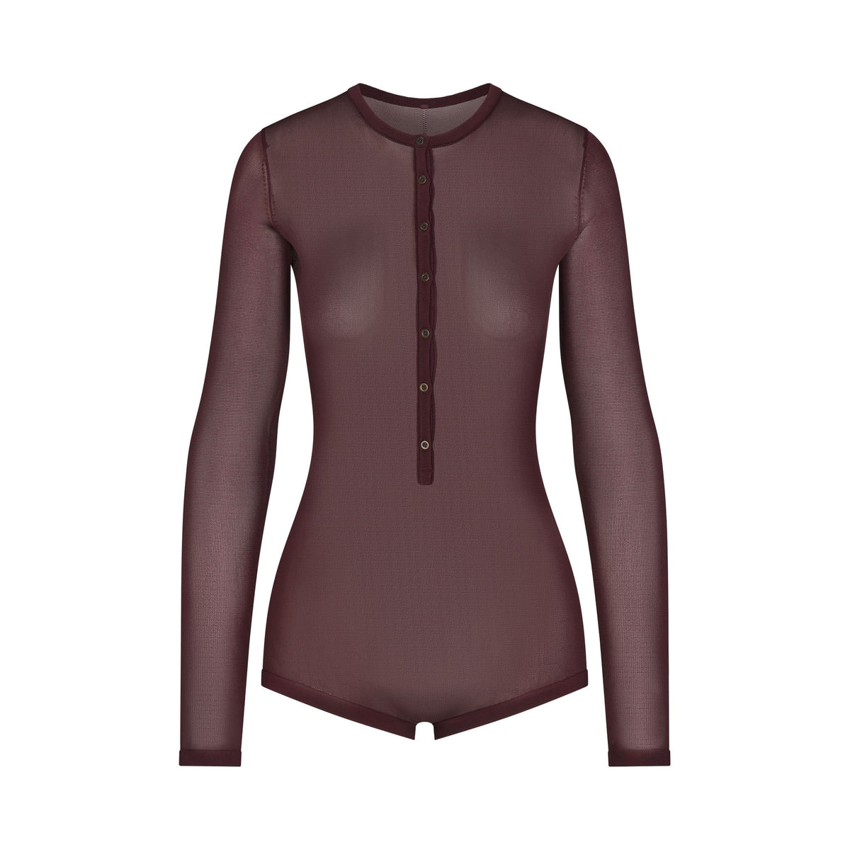 SLINKY KNIT BUTTON UP HENLEY ONESIE | CURRANT FLAT ON A WHITE BACKGROUND | FLT