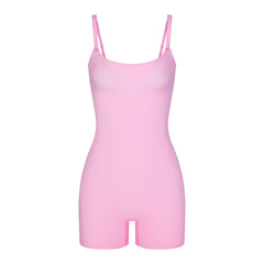 FITS EVERYBODY PICOT TRIM ONESIE | BUBBLE GUM (ONESIES, BODYSUITS) LAYS FLAT ON A WHITE BACKGROUND | FLT