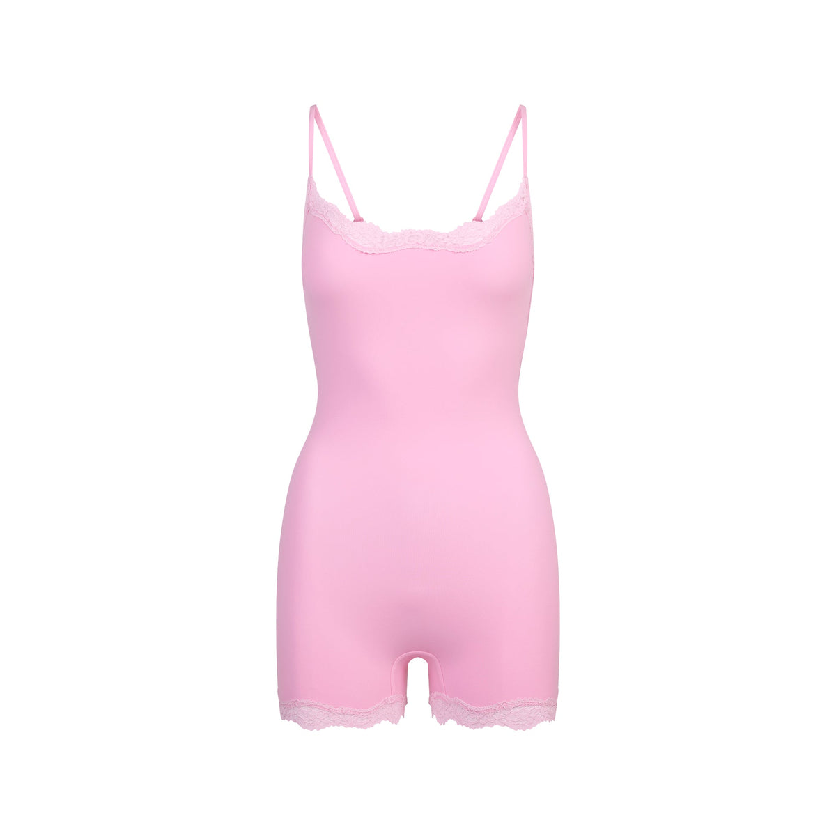 FITS EVERYBODY LACE ONESIE | BUBBLE GUM TONAL FLAT ON A WHITE BACKGROUND | FLT