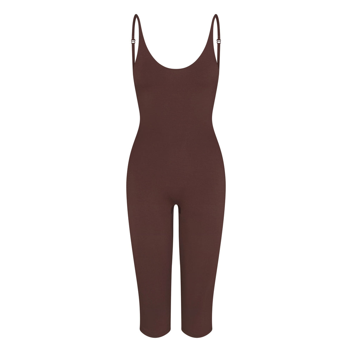 SMOOTH LAYERS CAPRI CATSUIT | COCOA FLAT ON A WHITE BACKGROUND | FLT