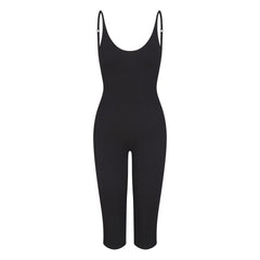 SMOOTH LAYERS CAPRI CATSUIT | OBSIDIAN FLAT ON A WHITE BACKGROUND | FLT