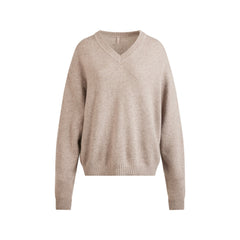 WOOL CASHMERE OVERSIZED V NECK SWEATER | LINEN FLAT ON A WHITE BACKGROUND | FLT