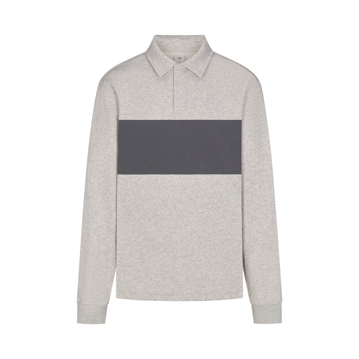 FLEECE LOUNGE MENS RUGBY POLO | LIGHT HEATHER GREY FLAT ON A WHITE BACKGROUND | FLT